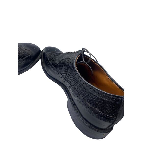 Allen Edmonds Boca Raton Black Woven Leather Dress Shoes Mens 11 Wingtip Derby - Picture 10 of 14